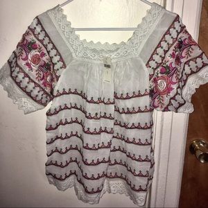Maeve|Anthropologie|Embroidered Top- Small